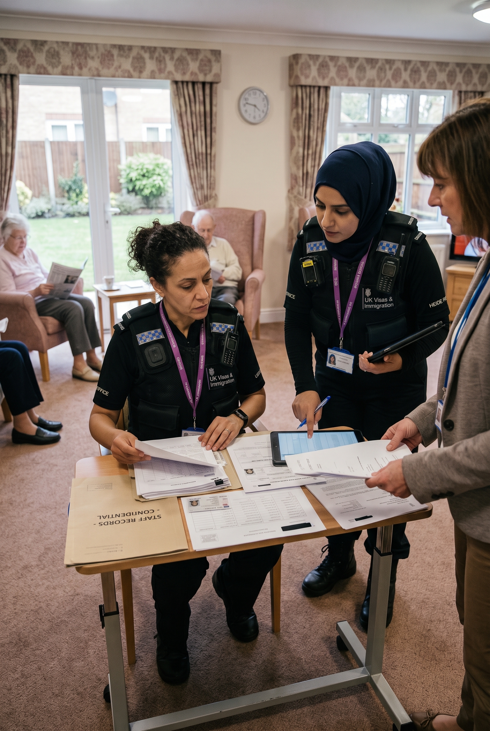 Home Office Enforcement Officers Inspecting A Care Home AI Generated
