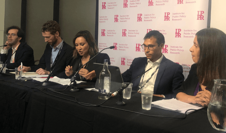 Tony Vaughan MP (centre right) at IPPR and British Red Cross event Migration Policy Under Labour, alongside Marley Morris, Associate Director for Migration, Trade and Communities at IPPR (far left), Chris Murray MP (centre left), Baroness Ayesha Hazakari (centre), Mubeen Bhutta, Director of Policy, Research and Advocacy at the British Red Cross (far right).