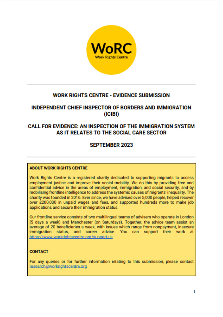 ICIBI Evidence Submission Immigration System Social Care Thumbnail